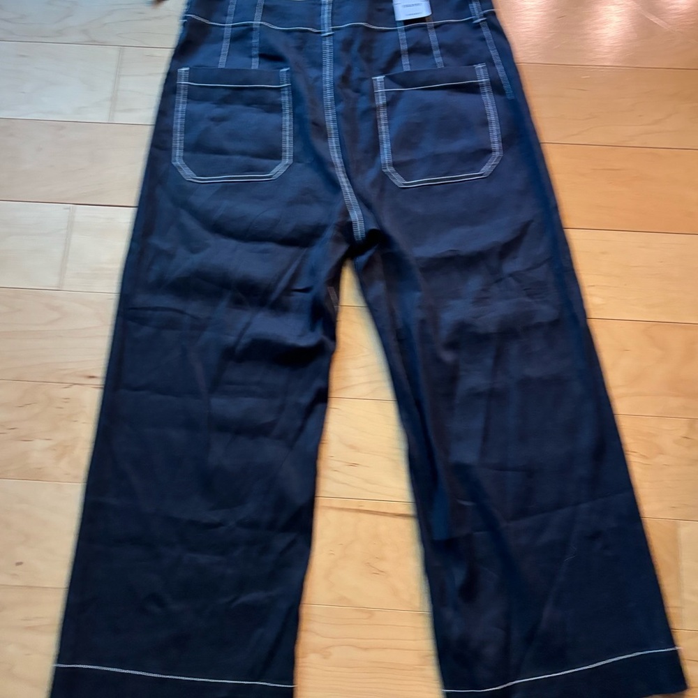 Anthropologie x Maeve The Colette Contrast-Stitch Linen Crop Wide-Leg Pants - Picture 5 of 10